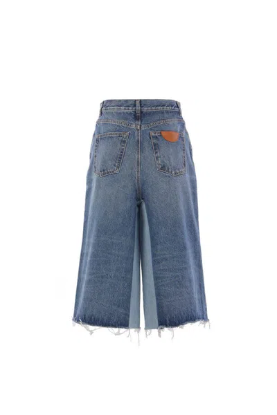 Chloé Chloe Denim Bermuda Shorts In Blue