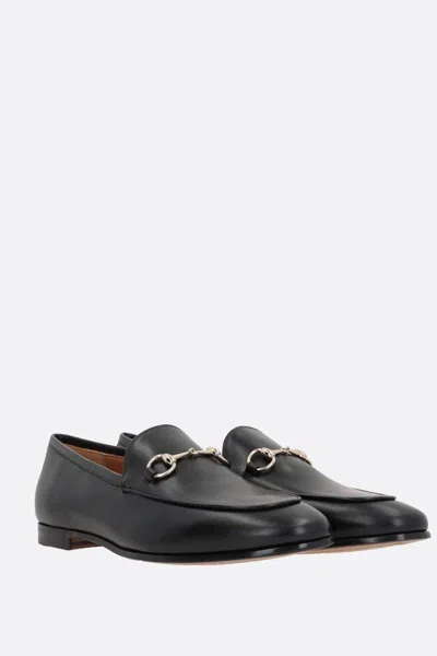Gucci Polished Black Leather Loafers With Gold-tone Hardware