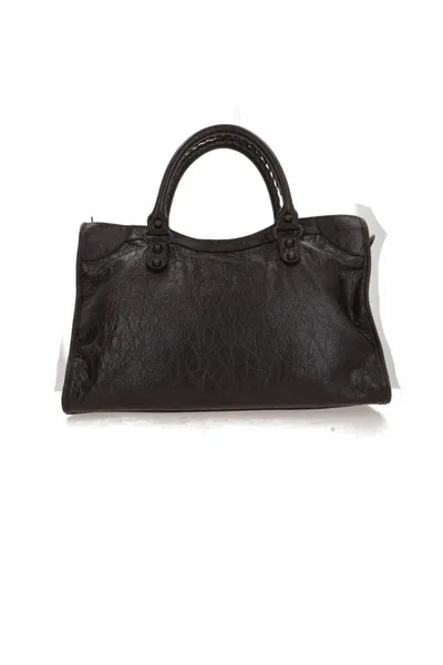 Balenciaga Le City Stud-embellished Leather Tote Bag In Brown