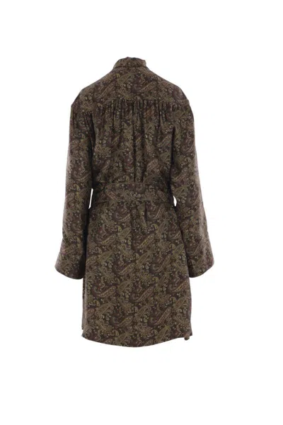 Saint Laurent Paisley-print Silk Dress In Gray