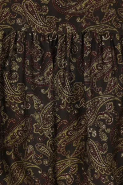 Saint Laurent Paisley-print Silk Dress In Gray