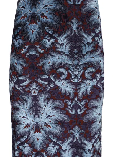 Etro Flocked Flower Paisley Midi Skirt Skirts Multicolor