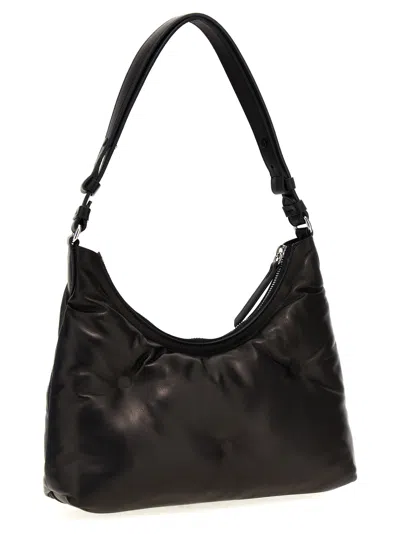 Maison Margiela Black Nappa Leather Small Glam Slam Hobo Shoulder Bag In Black
