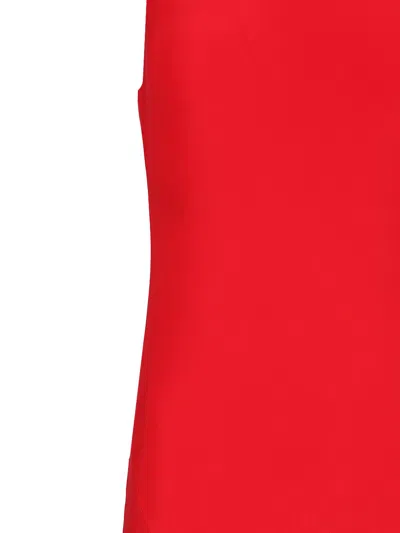 Norma Kamali Halter Turtle Fishtail Gown Dresses Red In Red