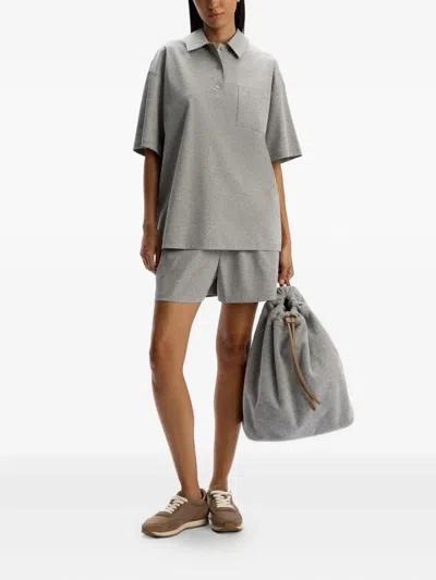 12 Storeez Cotton Button Shorts In Gray