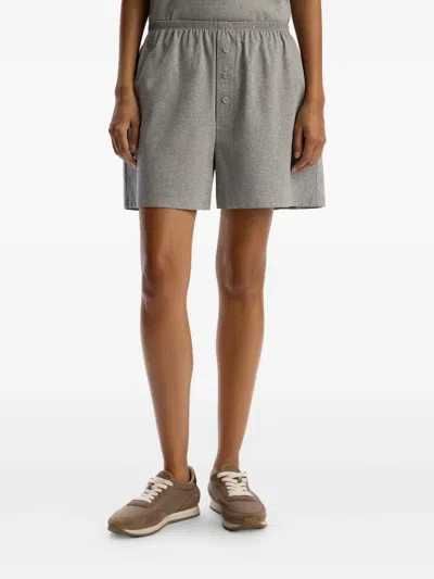 12 Storeez Cotton Button Shorts In Gray
