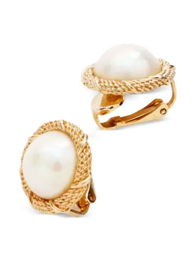 Pre-owned Dior 1980-1990s Pearl Gold Earrings