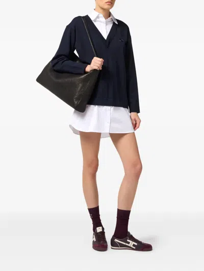 Elisabetta Franchi V-neck Poplin Knit Mini Dress