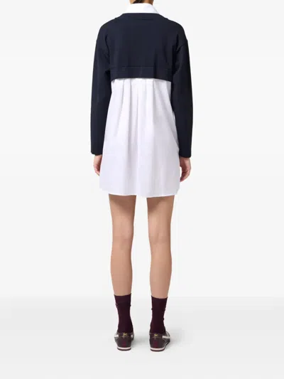 Elisabetta Franchi V-neck Poplin Knit Mini Dress