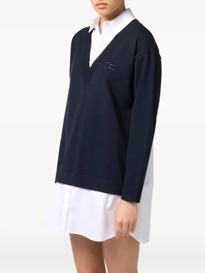 Elisabetta Franchi V-neck Poplin Knit Mini Dress