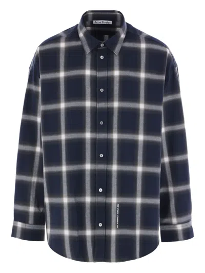 Acne Studios Checked Pattern Button-down Shirt In Blue