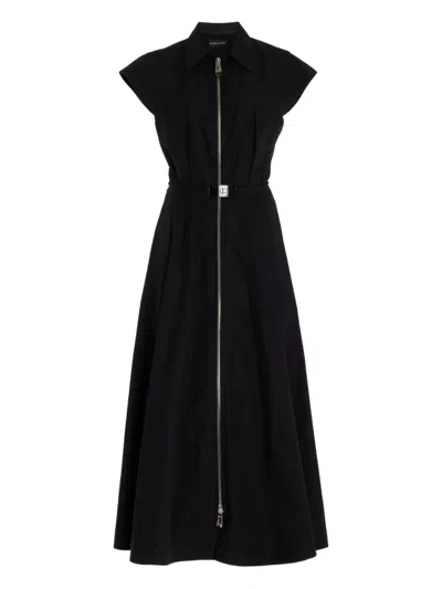 Brandon Maxwell The Jace Zip-up Belted Maxi Dress In Black