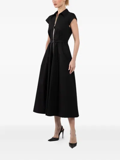 Brandon Maxwell The Jace Zip-up Belted Maxi Dress In Black