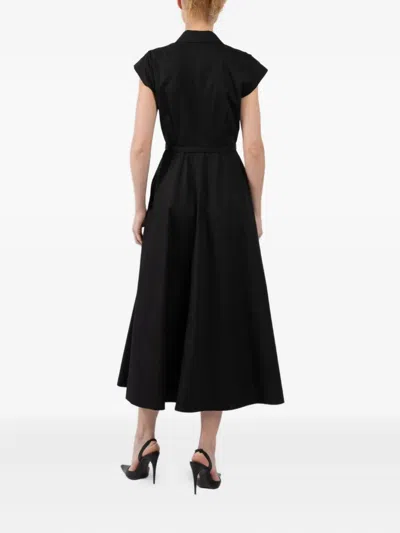 Brandon Maxwell The Jace Zip-up Belted Maxi Dress In Black