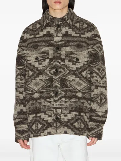 Isabel Marant Kervon Jacket Dark Brown In Gray