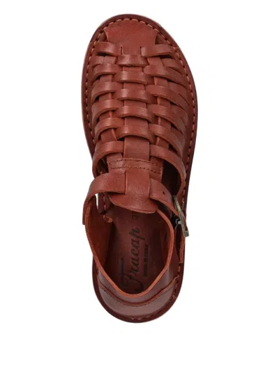 Fracap D025 Woven Strap Sandals In Brown