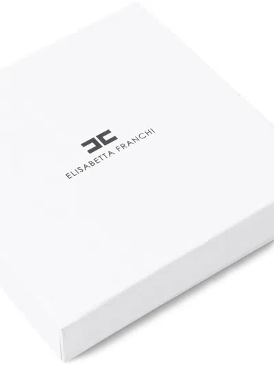 Elisabetta Franchi Crystal-logo Rectangle-link Necklace In Gold
