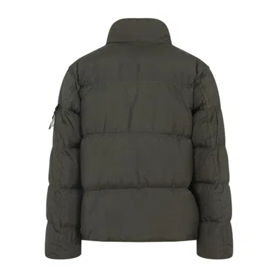 Stone Island Quilted Nylon Jacket Hidden Elements In Green