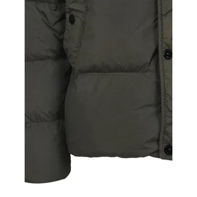Stone Island Quilted Nylon Jacket Hidden Elements In Green
