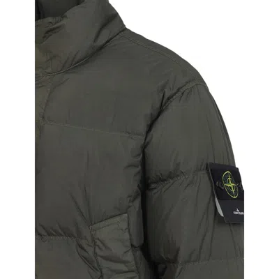 Stone Island Quilted Nylon Jacket Hidden Elements In Green