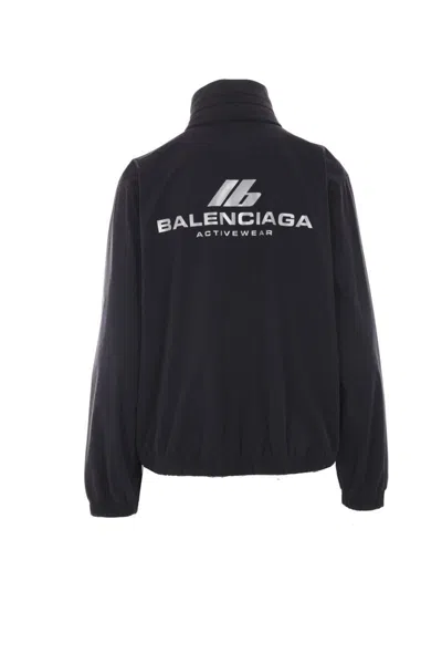 Balenciaga Women Shrunk Nylon Windbreaker In Black
