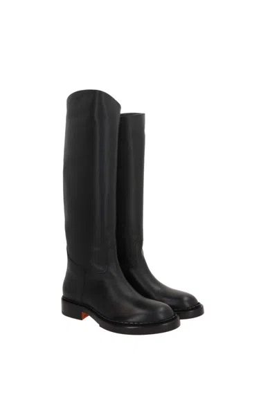 Santoni X 10 Corso Como Leather Boots In Black