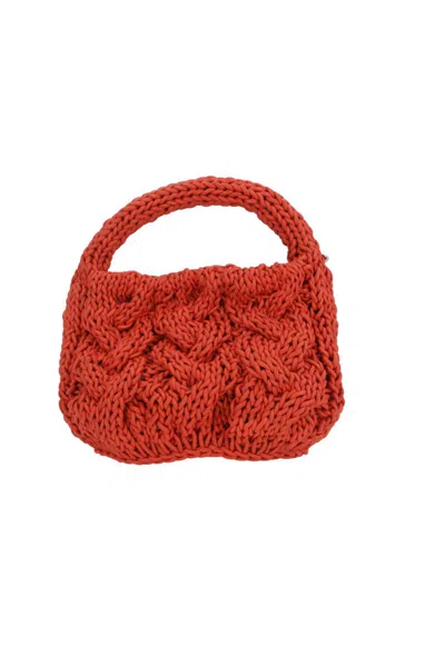 Jw Anderson Small Cable Knit Bag In Red