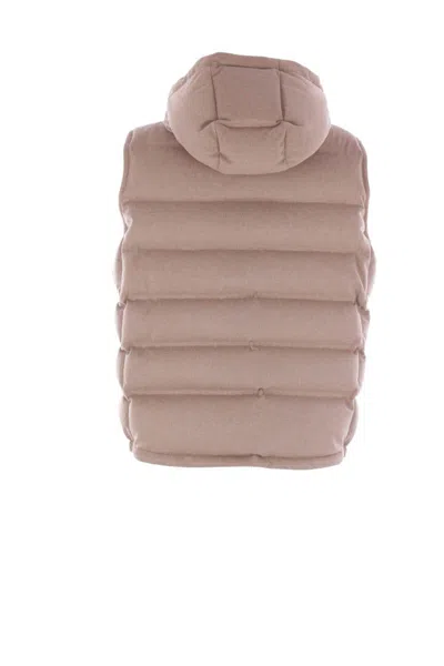 Brunello Cucinelli Men Sleeveless Wool Down Jacket With Detachable Hood In Neutral