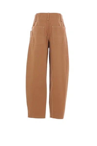 Isabel Marant Button-fastening Cotton Trousers In Brown