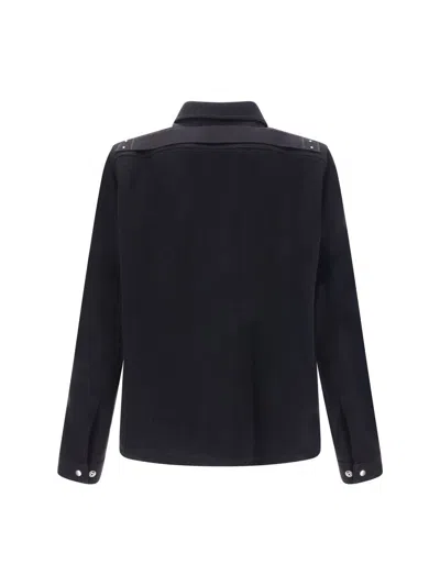 Rick Owens Collared Shirt Jacket Featuring Front Pockets In Black