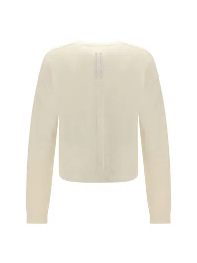 Rick Owens Relaxed Fit V-neck Sweater With Ribbed Accents In Gold