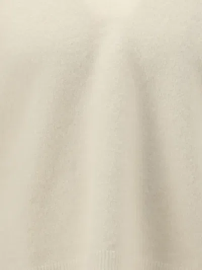 Rick Owens Relaxed Fit V-neck Sweater With Ribbed Accents In Gold