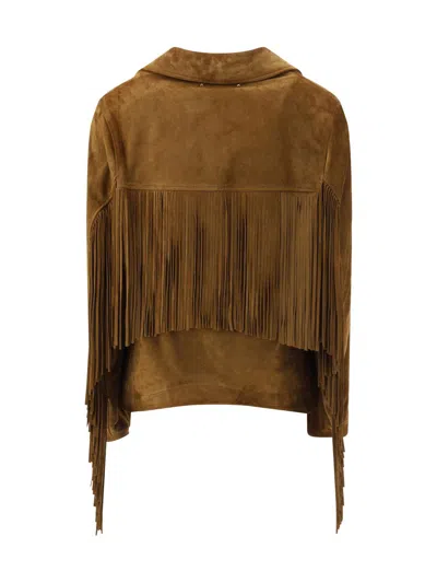 Golden Goose Women Tobacco Suede Fringe Jacket In Brown