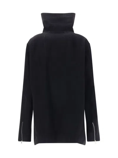 Rick Owens High Collar Wool Jacket In Black