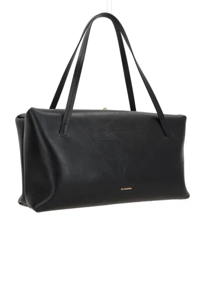 Jil Sander Women Black Leather Medium Goji Pillow Shoulder Bag