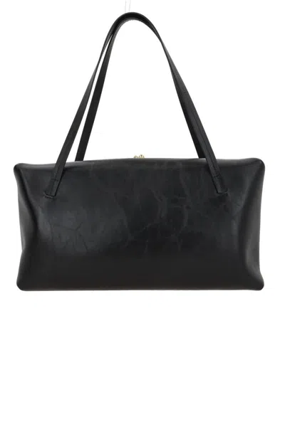 Jil Sander Women Black Leather Medium Goji Pillow Shoulder Bag