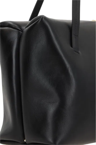 Jil Sander Women Black Leather Medium Goji Pillow Shoulder Bag