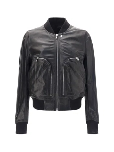 Rick Owens Bauhaus Flight Leather Jacket In Black