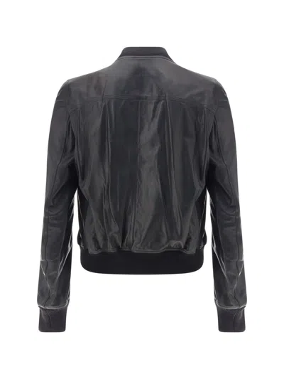 Rick Owens Bauhaus Flight Leather Jacket In Black