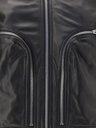 Rick Owens Bauhaus Flight Leather Jacket In Black