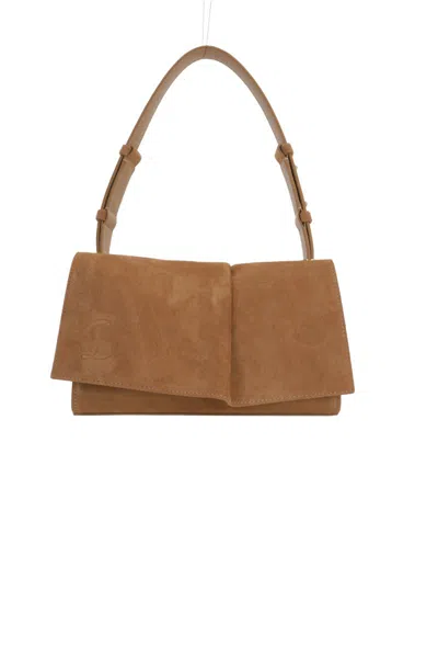 Christian Louboutin Baggy Small Shoulder Bag In Suede In Neutral