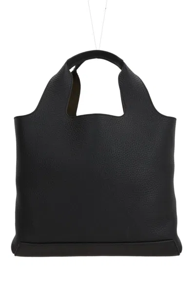 Hogan Shopping Bag In Textured Leather In Black