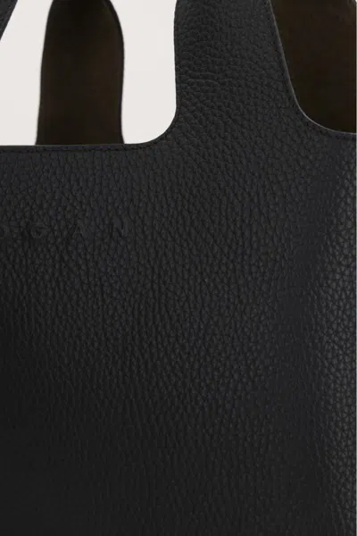 Hogan Shopping Bag In Textured Leather In Black