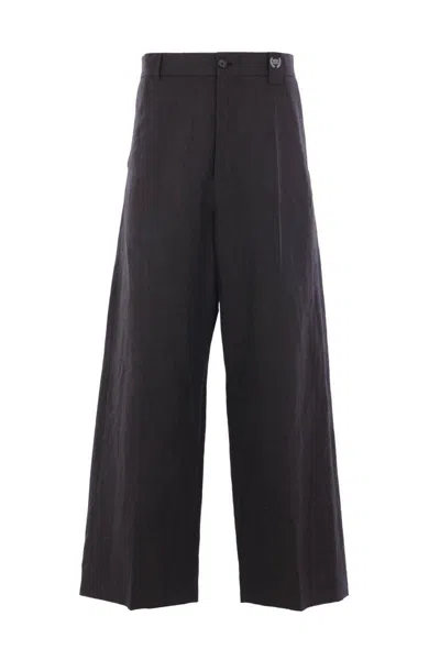 Balenciaga Logo-embroidered Trousers In Black