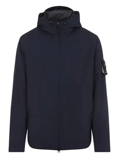 Stone Island Soft Shell Padded Jacket With Waterproof And Windproof Membrane In Blue
