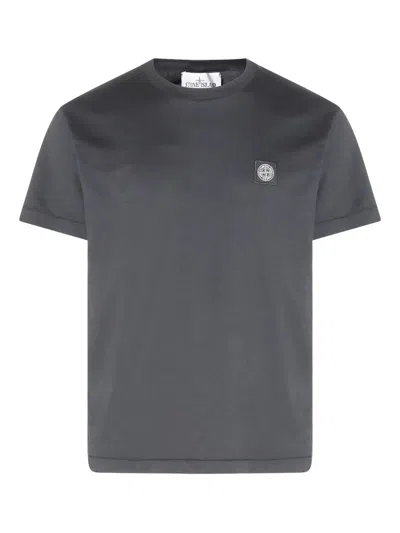 Stone Island Slim Fit Cotton Jersey T-shirt With Compass Patch Clothing In Gray