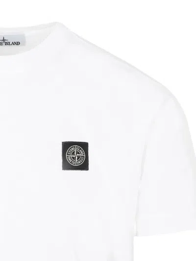 Stone Island Slim Fit Cotton Jersey T-shirt With Compass Patch Clothing In White