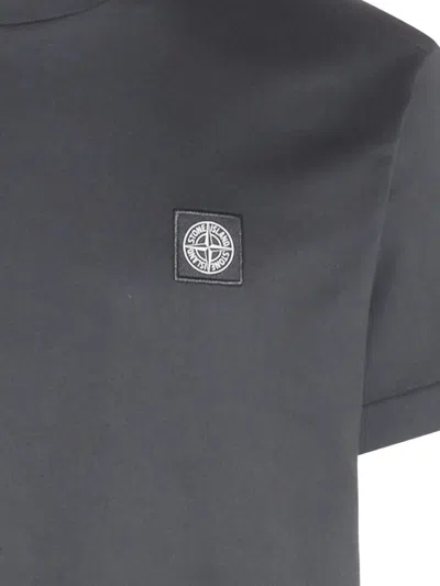Stone Island Slim Fit Cotton Jersey T-shirt With Compass Patch Clothing In Gray