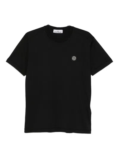 Stone Island Short-sleeved Cotton Jersey T-shirt In Black