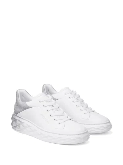 Jimmy Choo Low Top Leather Sneakers With Metallic Heel